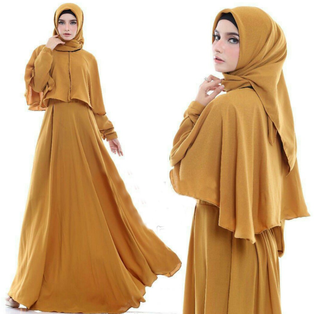 [Maxy Monalisa varian warna SW] maxi muslim wanita wolly crepe NAVY/MARON/ABU/KUBUS/FANTA
