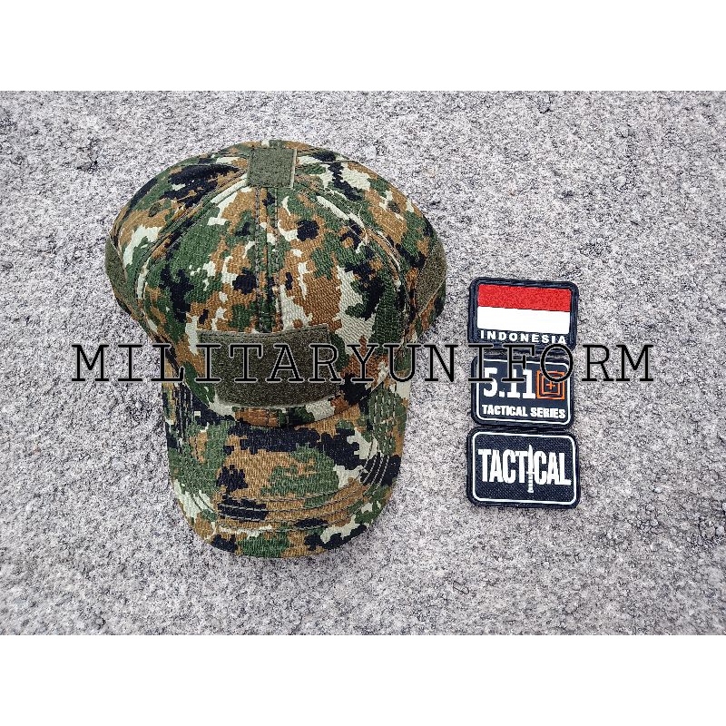 TOPI ARMY VELCRO LINUD + EMBLEM KARET