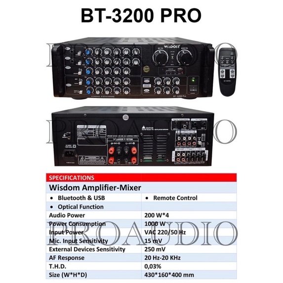 Wisdom BT 3200 Pro 4-Channel Amplifier-Mixer Karaoke Original