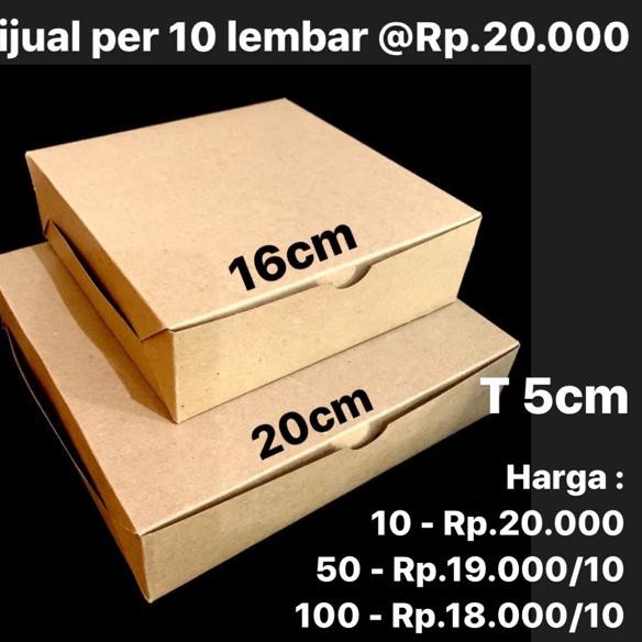 

(SEDANG DISKON) Box Kraft Coklat 20x20x5cm Dijual per 10 lembar