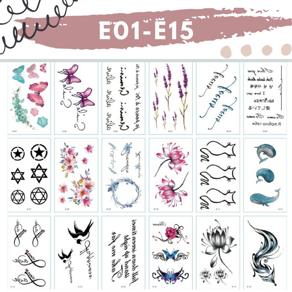 Stiker Tattoo kode E01-E15 | Tato Temporer | Waterproof