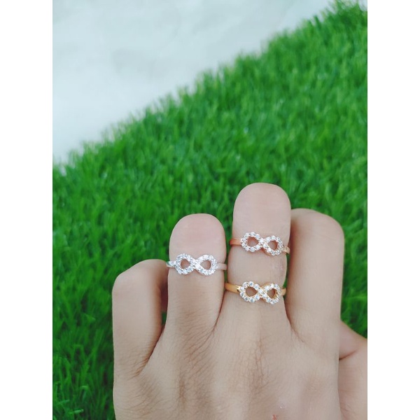 CINCIN PERAK ASLI SILVER 925 LAPIS EMAS/CINCIN INFINITY MATA PUTIH/ASLI SILVER/FASHION WANITA