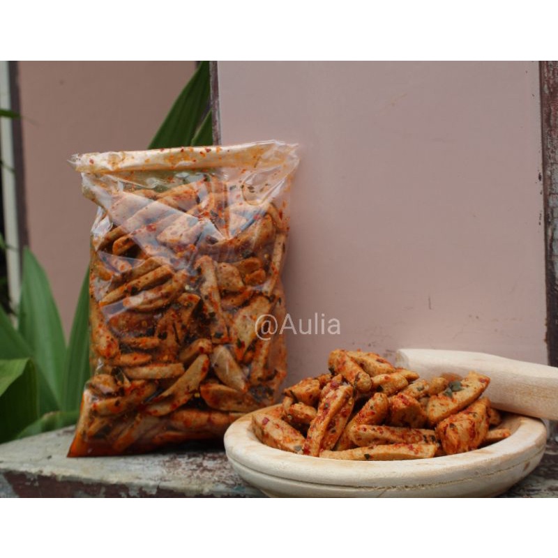 Basreng Pedas daun jeruk / basreng stik pedas daun jeruk bumbu basah isi 500gram