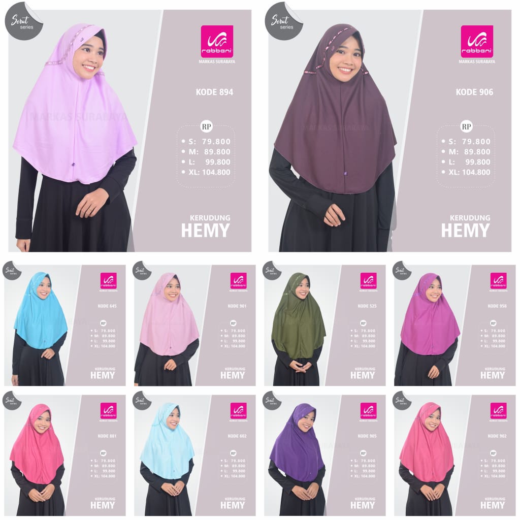 [SIZE XL] KERUDUNG SEKOLAH  JILBAB RABBANI INSTAN HEMY PITA ATAS