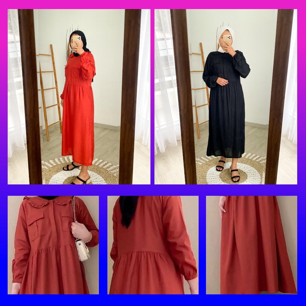 WildBearFashion Dress Wanita Haspi Midi Premium Cewek Gamis Women Dres Katun Rayon