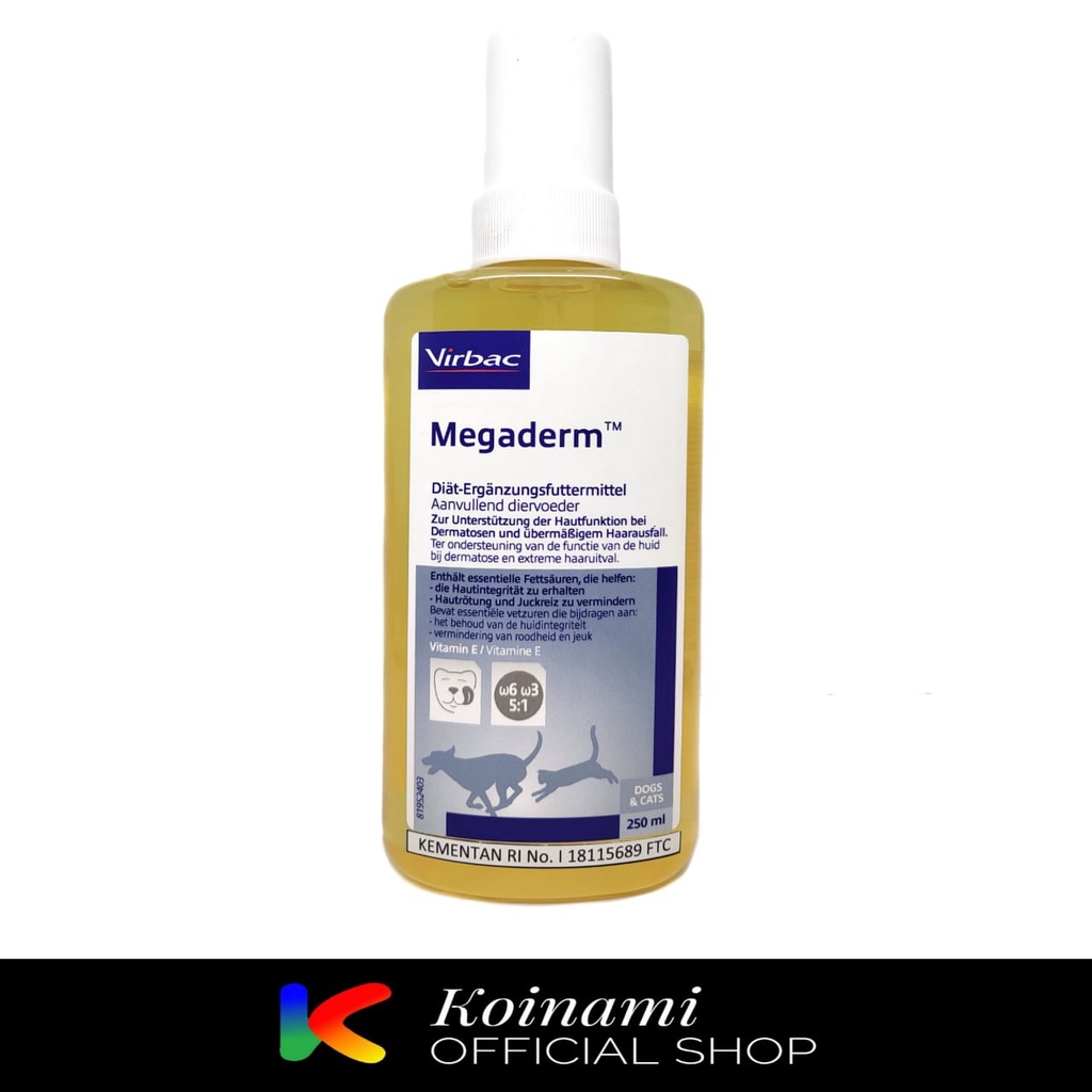 Virbac Megaderm 250ml / Vitamin Bulu Kucing / Vitamin Bulu Anjing