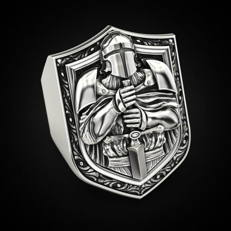 Cincin Desain Salib Ksatria Crusader Empire Templar Untuk Pesta Rock