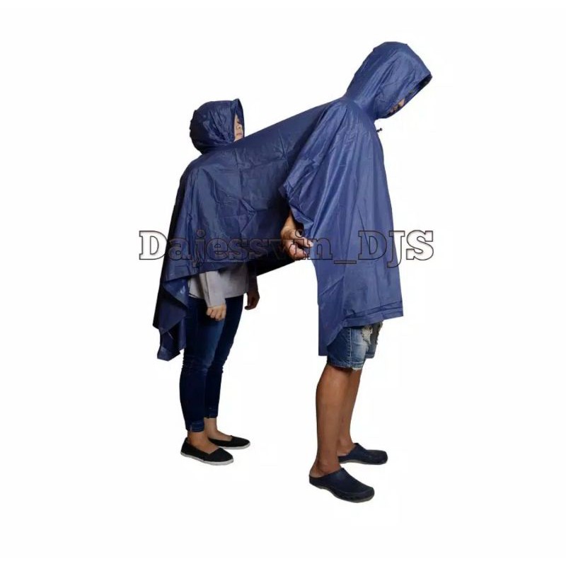 Jas Hujan Ponco 2 Kepala 2in1 New Vega Dolphin Blue - Mantel Hujan Poncho 2in1