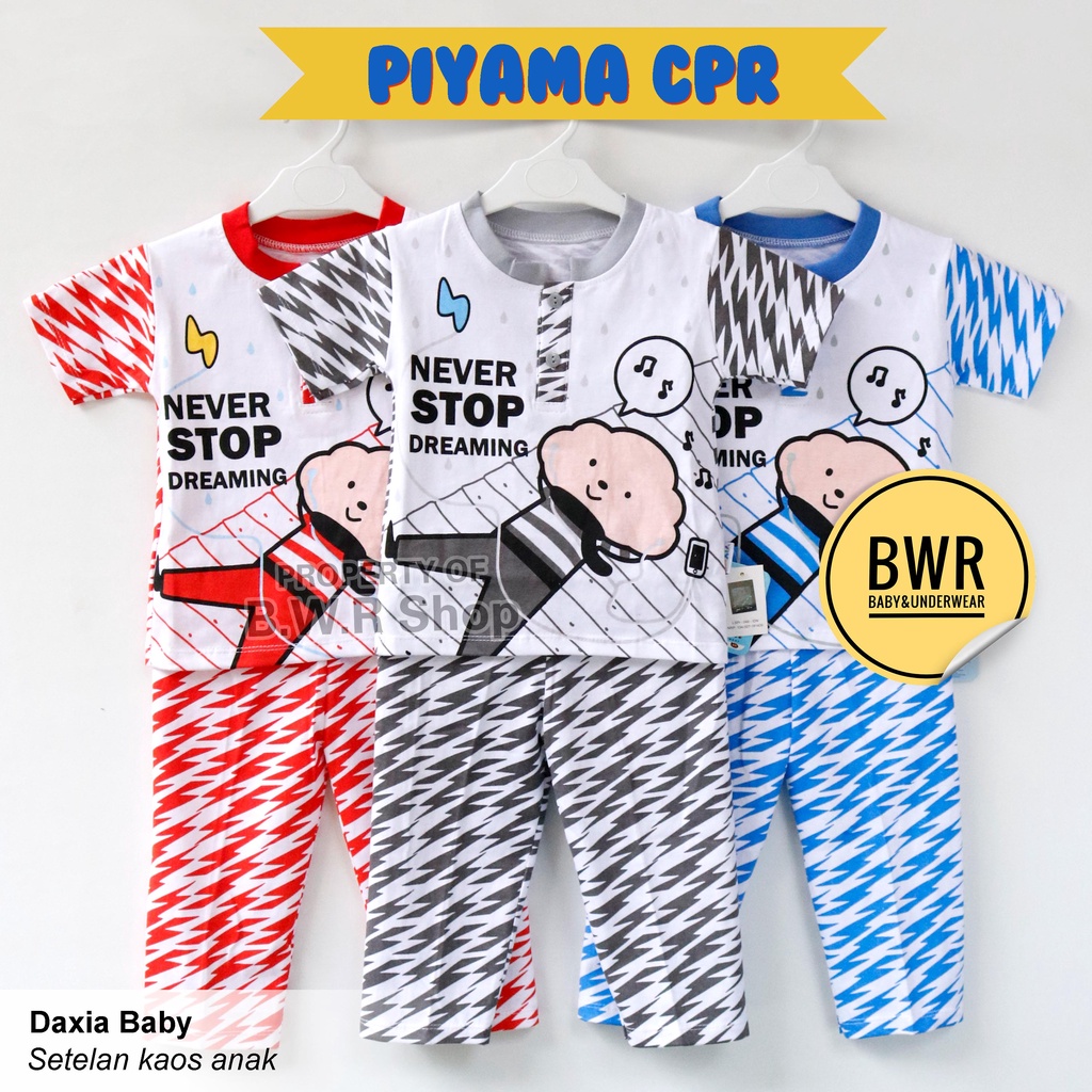 Setelan CPR DAXIA Flaze Never Spot / Piyama Anak Unisex 1-2 Tahun Kaos + Celana Cpr | Bwr IX