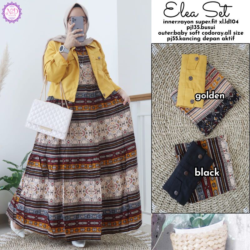 ELEA SET BAJU SETELAN GAMIS JAKET  BY NB ORIGINAL PRODUK