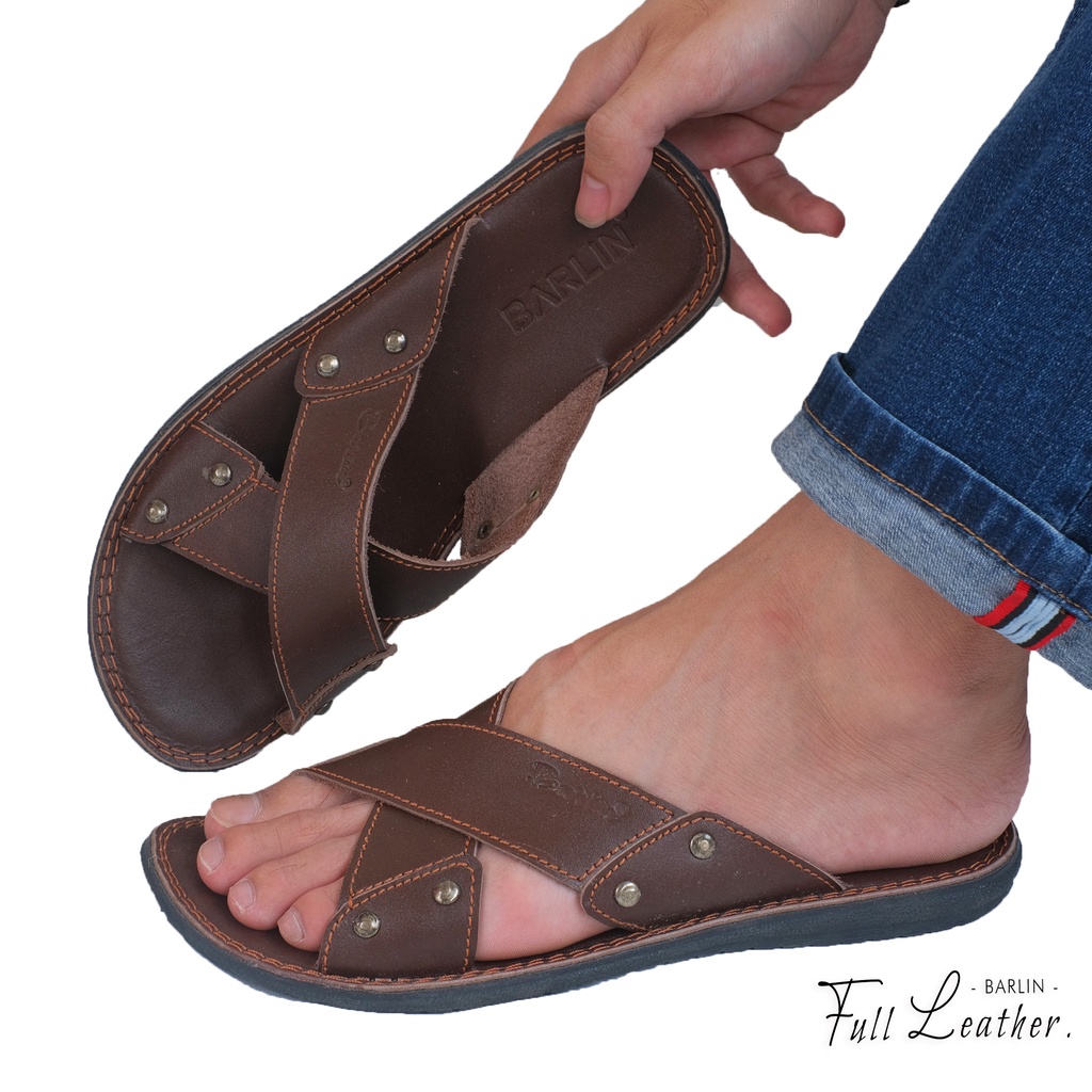 Sandal Kulit Pria Original - Sendal Asli Kulit Barlin