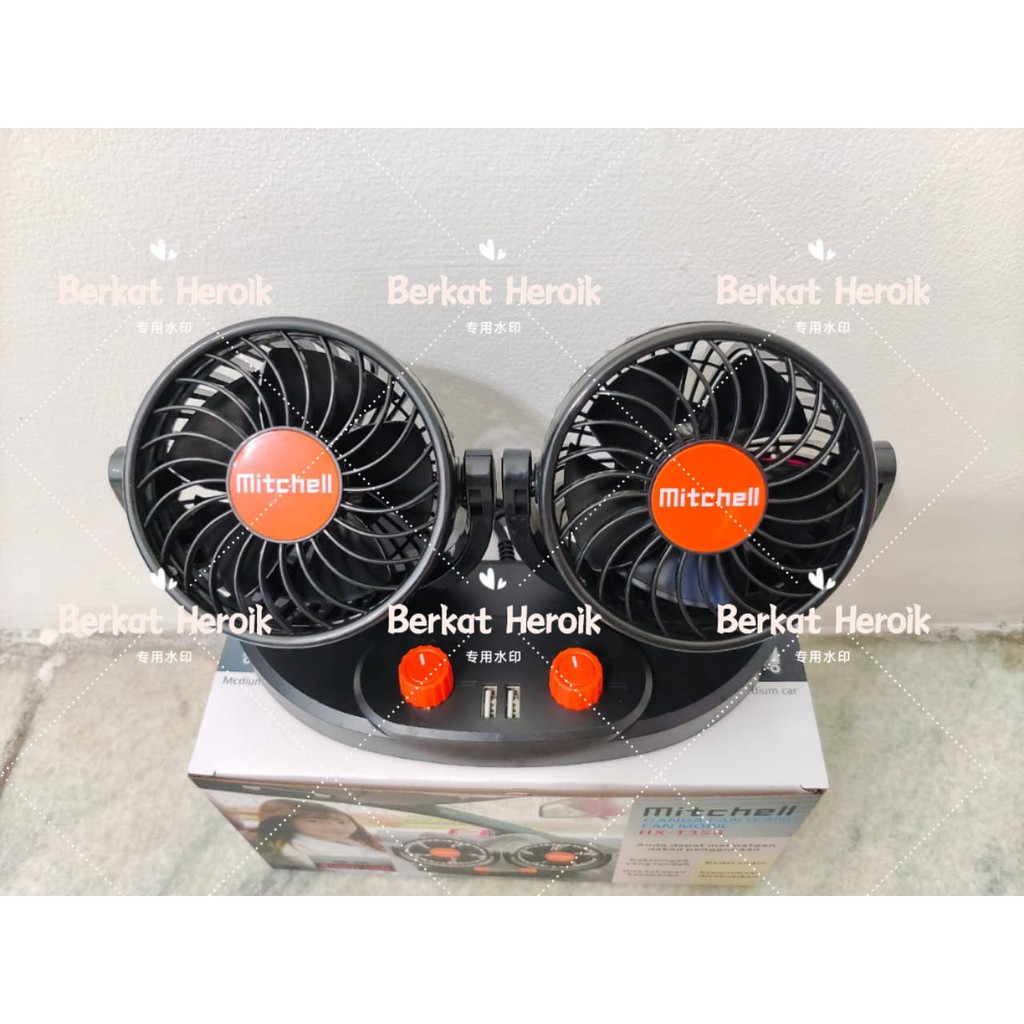 MITCHELL HX-T358 24 V DC 2USB 2A + ON-OFF swing kipas mobil double fan