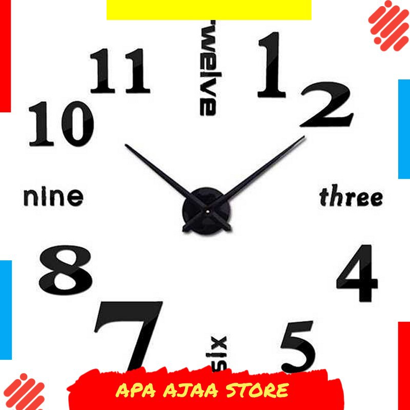 Paling Dicari ! Jam Dinding DIY Giant Wall Clock 50-60cm Model English Word - DIY-10