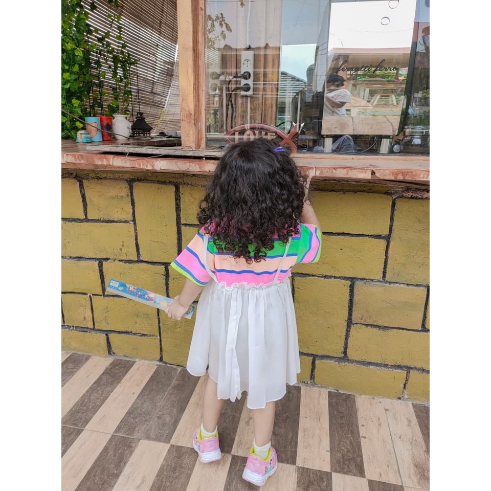 Promo !! Dress anak perempuan import / Dress striped stomach lace  uk 1-4 tahun