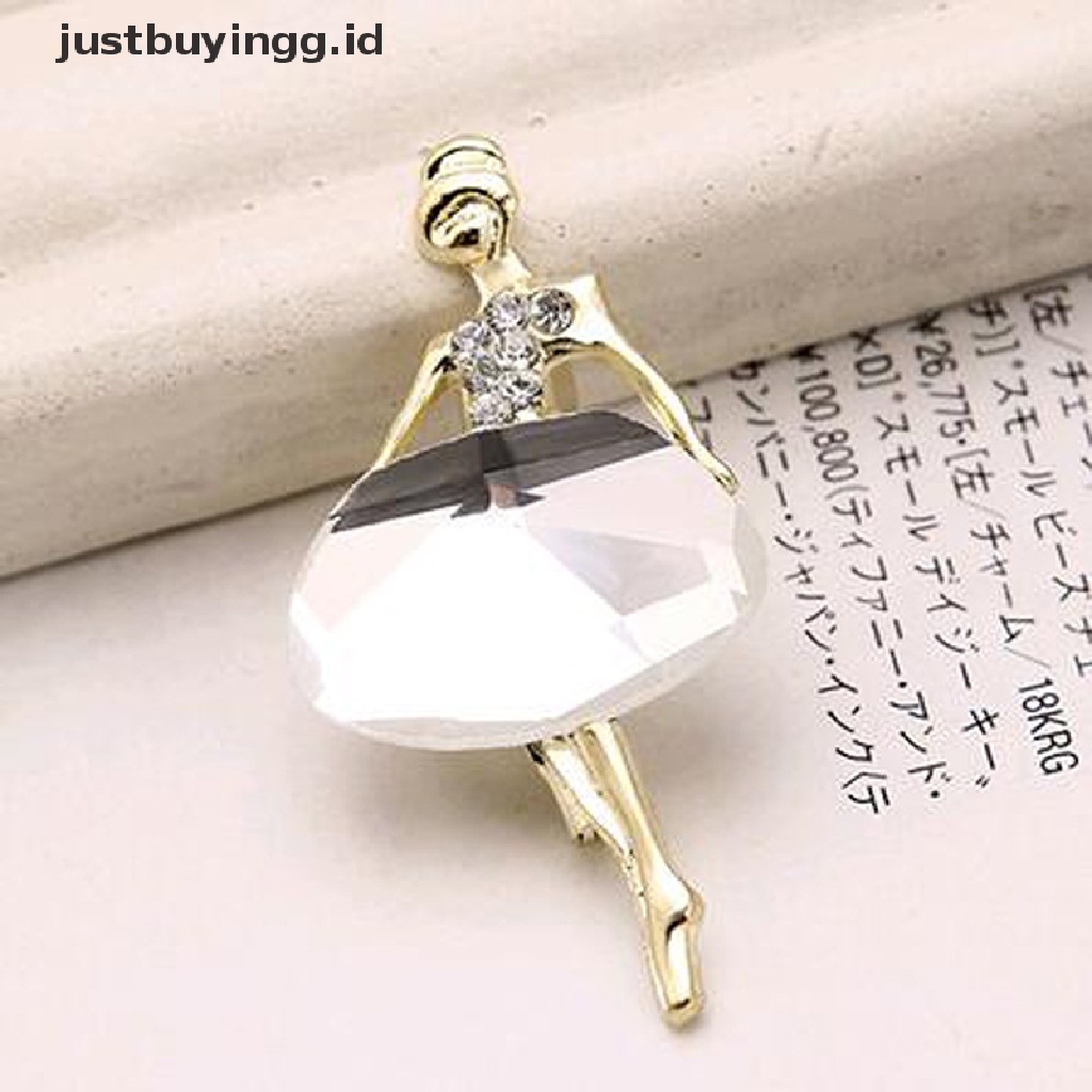 [justbuyingg.id] Fashion Princess Ballerina Brooch Pins Bling Crystal Brooches Ballet Girl Pins ID