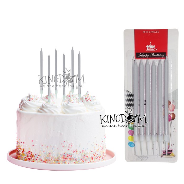 Lilin Ultah Chrome Silver / Lilin Panjang / Lilin Ultah Metalik