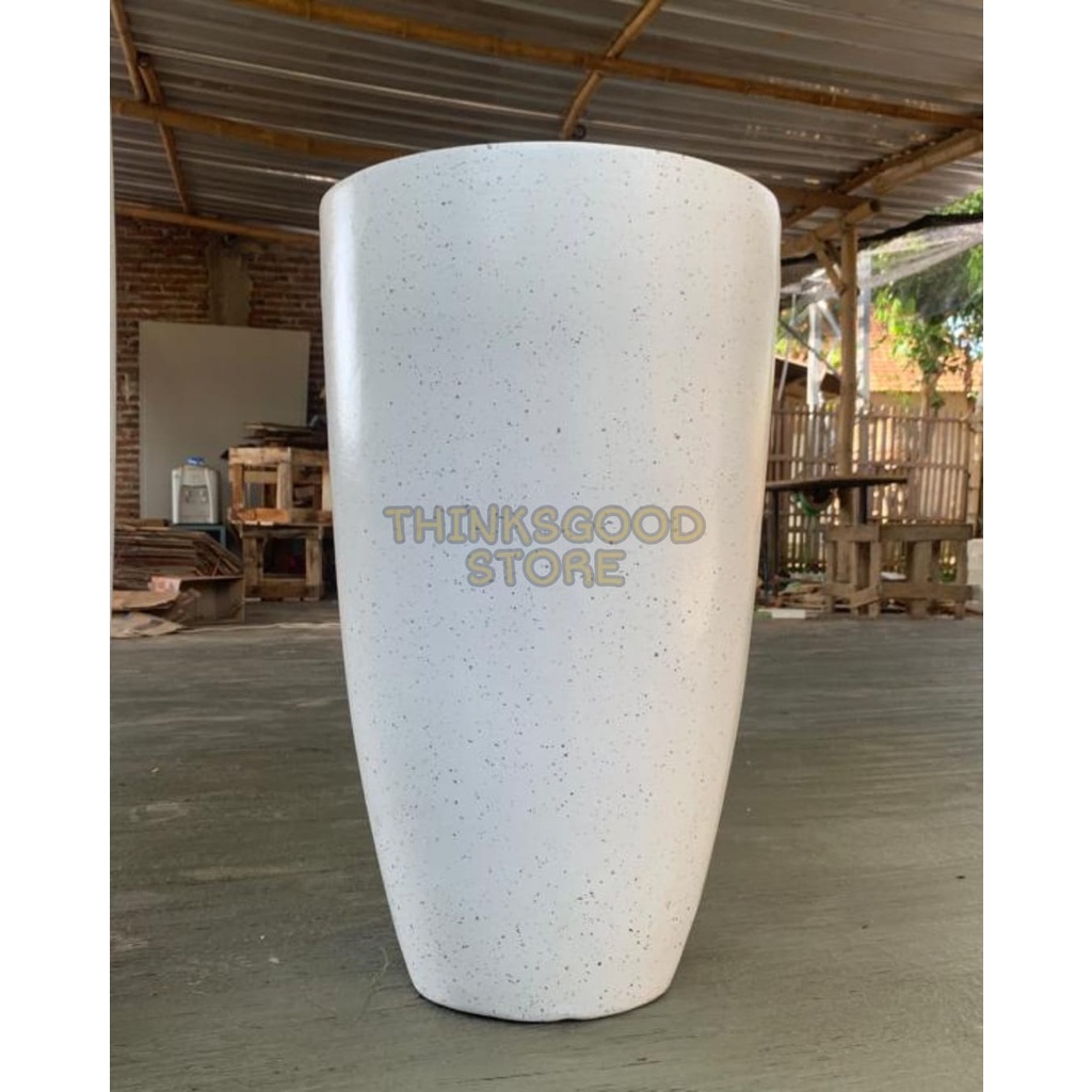 POT BUNGA JUMBO TINGGI 60 CM MODEL TERASO SEMEN TERAZZO MINIMALIS TERASO INTERIOR