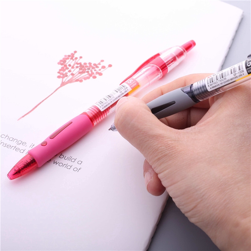 M&amp;G 0.5mm Black / Red Push Type Gel Pen Transparent Case Student Carbon Signature Pen GP1008