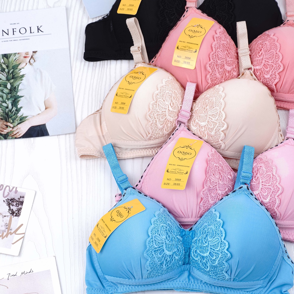 VS - BRA Wanita BH Motif Halus Premium / BH Wanita OIMIO Tanpa Kawat Busa Tebal Kualitas Premium Bordir Kupu AA932