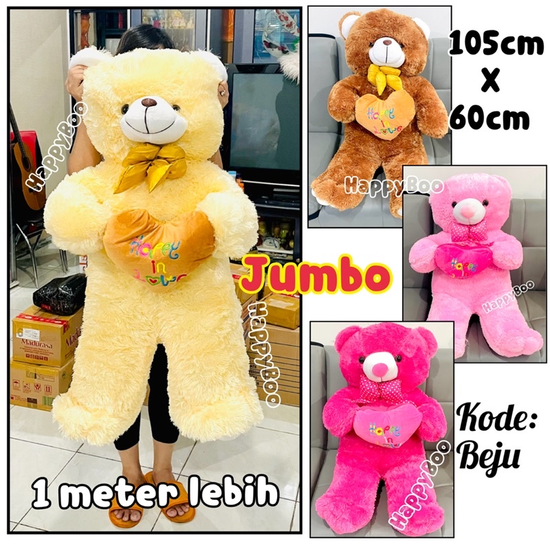 boneka beruang bear love super jumbo 1 meter lebih boneka teddy bear jumbo bulu lembut beju