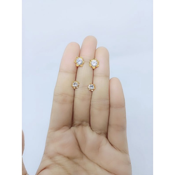 giwang bunga (asur) mp/ giwang perak asli silver 925 lapis emas/ giwang fashion wanita