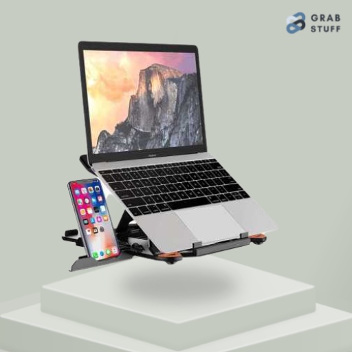 Laptop Stand Adjustable Angle with Smartphone Holder / Alas Dudukan Laptop Stand Adjustable Angle with Smartphone Holder / Tatakan Laptop Stand Portable Adjustable Angle Dengan Holder HP / Holder Hp Laptop Stand Laptop Plastik Tebal Holder Laptop Lipat