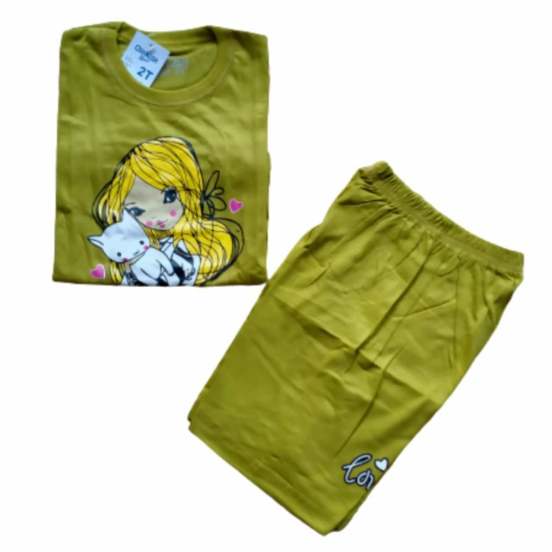 (COD) SET KAOS CUT GIRL USIA 2-6 TH (PILIH WARNA}