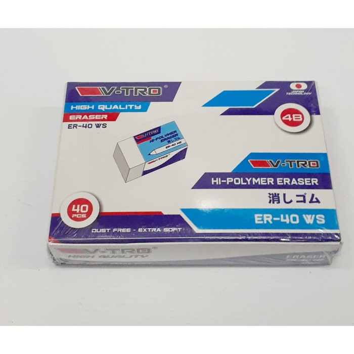 

PENGHAPUS V-TRO PUTIH ER-40WS PER PAK ISI 40 | HI POLYMER ERASER