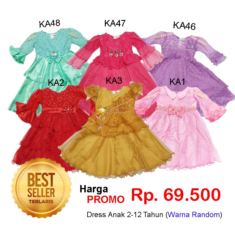 BIG PROMO Dress Baju Anak Perempuan 2- 12 tahun Gaun Anak Perempuan Dress Anak  Gaun Pesta Murah