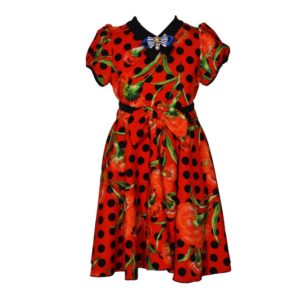 Dress Casual Anak Perempuan Waffel Printing Premium Import