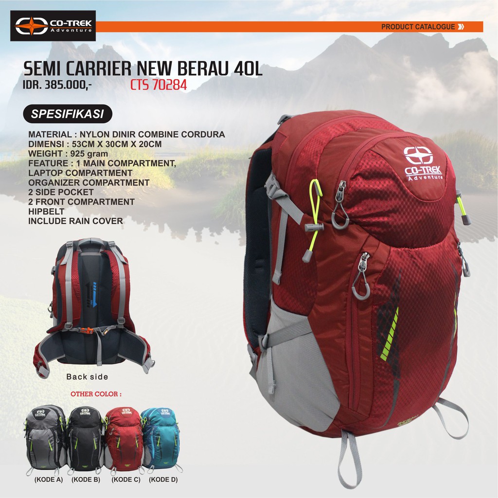 Tas Ransel / Daypack Co-trek New Berau 40L Include Rain Cover Terlaris