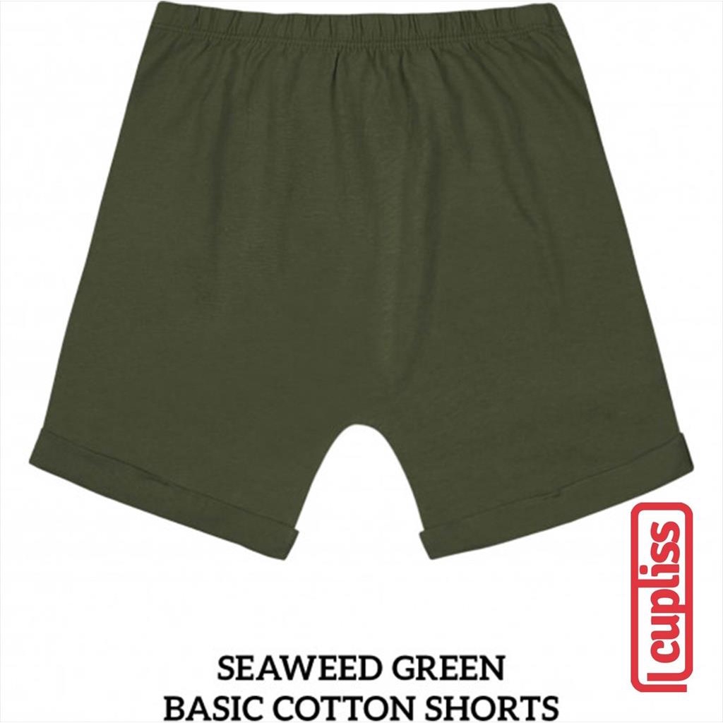 Little Palmerhaus Basic Cotton Shorts Seaweed Green Celana Anak