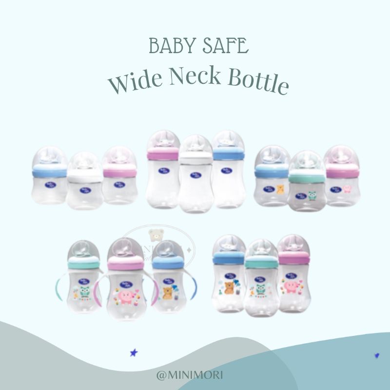 Baby Safe Wide Neck Natural Bottle 125 ml & 250 ml/ Bottle with Handle | Babysafe Botol Susu Bayi WN