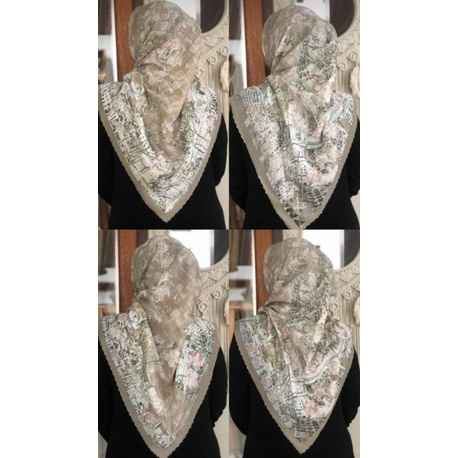 NEW JILBAB HIJAB VOAL MOTIF SYAR'I 130X130 PREMIUM SQUARE LASERCUT KERUDUNG SEGI EMPAT-BRITISH COKLAT
