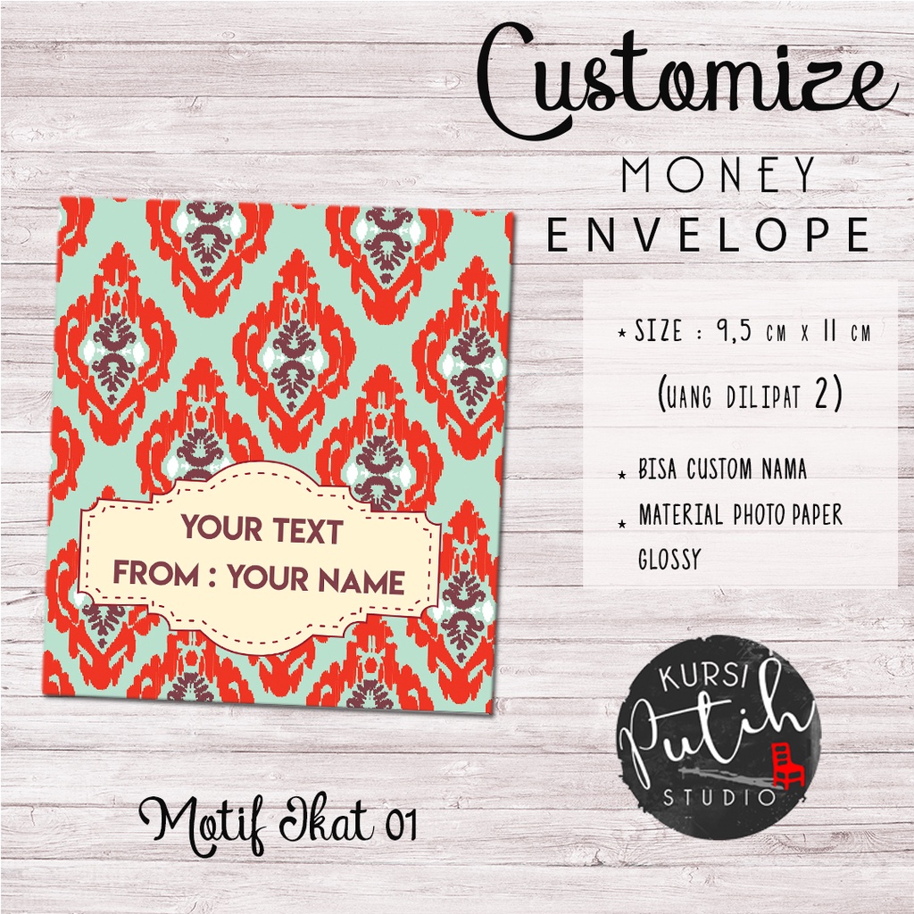 

Amplop Uang customize motif etnik / ikat bisa custom nama / size SMALL