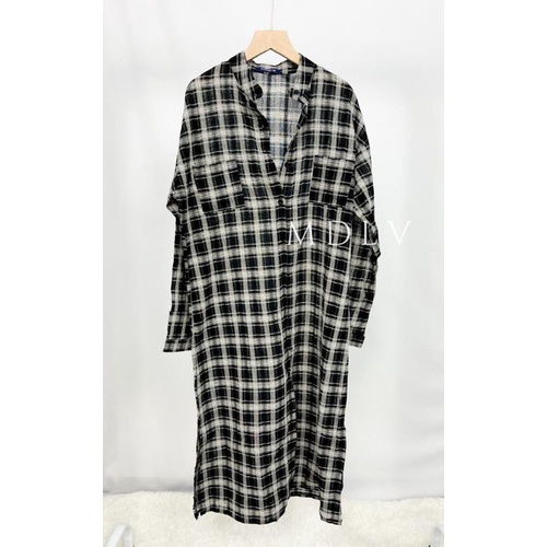 MDLV ~ 9238# Giralda Plaid Shirt Dress Slide Dress Kotak Fashion Import