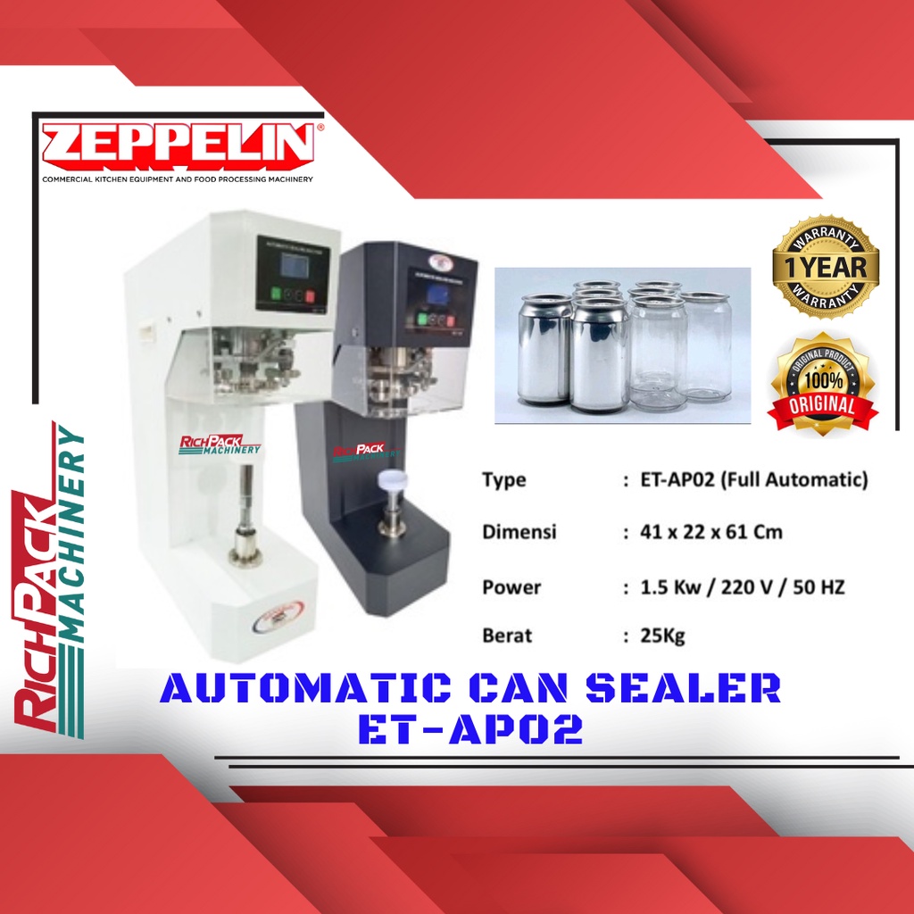 Zepplin ET-AP02 Can Sealer Automatic Mesin Penutup Botol Kaleng Otomatis