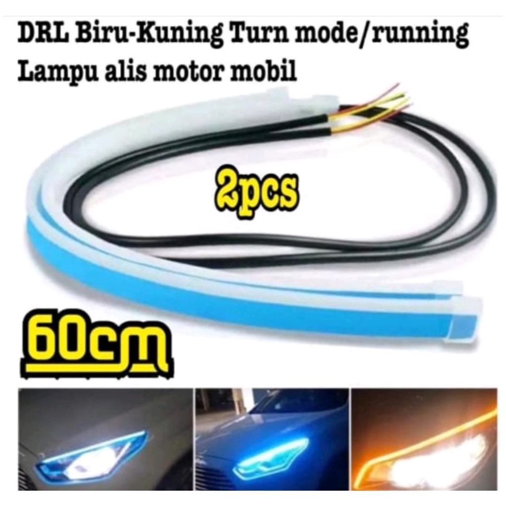 lampu drl running fleksibel flexible led allis mobil sein sen 60cm gerak 12v mobil