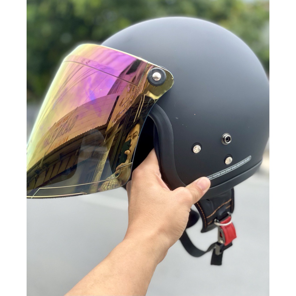 Helm Bogo Dewasa Retro Kaca Iridium Datar Sni