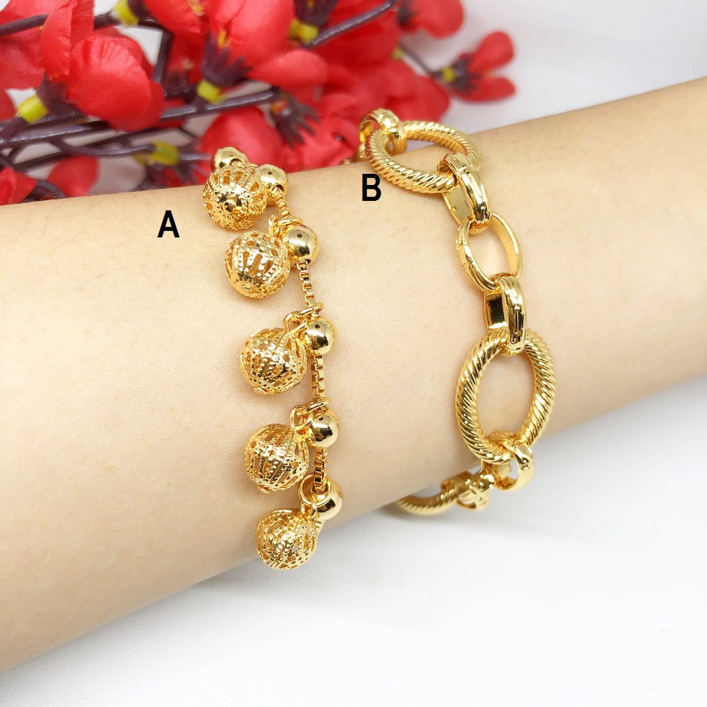 Gelang Xuping Rantai Besar Oval Italy Bola Gantung Lapis Emas - BB365