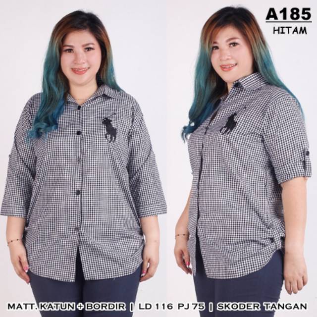 Kemeja polonia wanita super jumbo ld 116cm pjg 75
