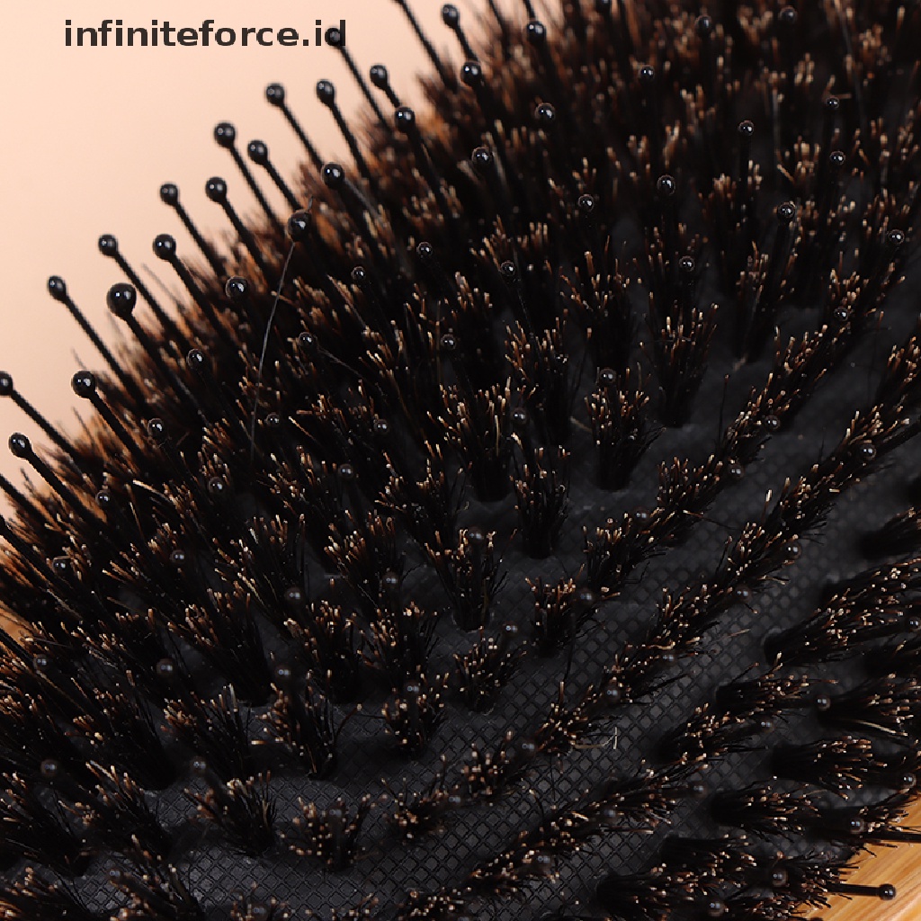 (Infiniteforce.Id) Sisir Bristle Pelurus Jenggot Gagang Kayu
