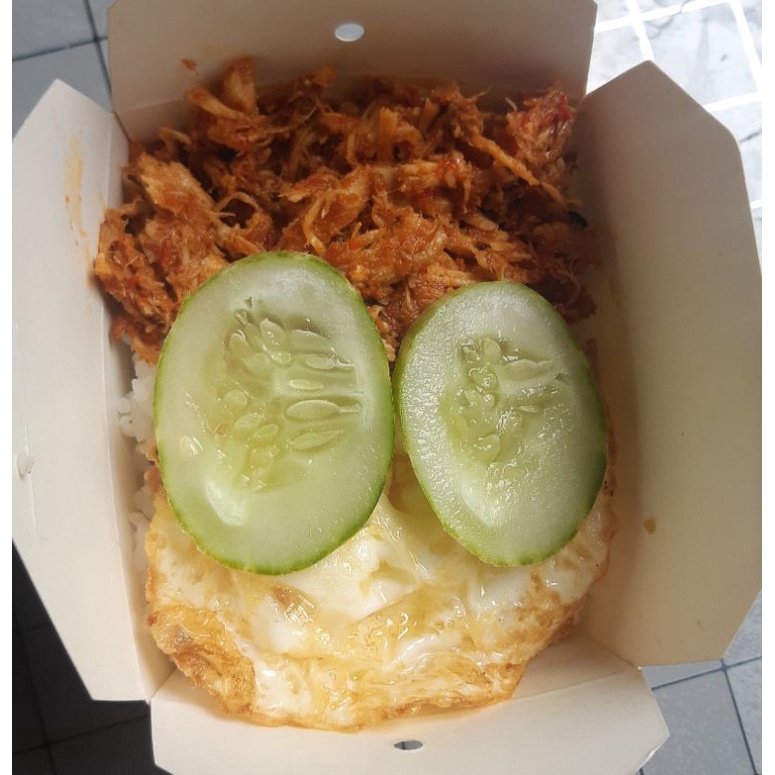 

nasi kemas ayam suwir