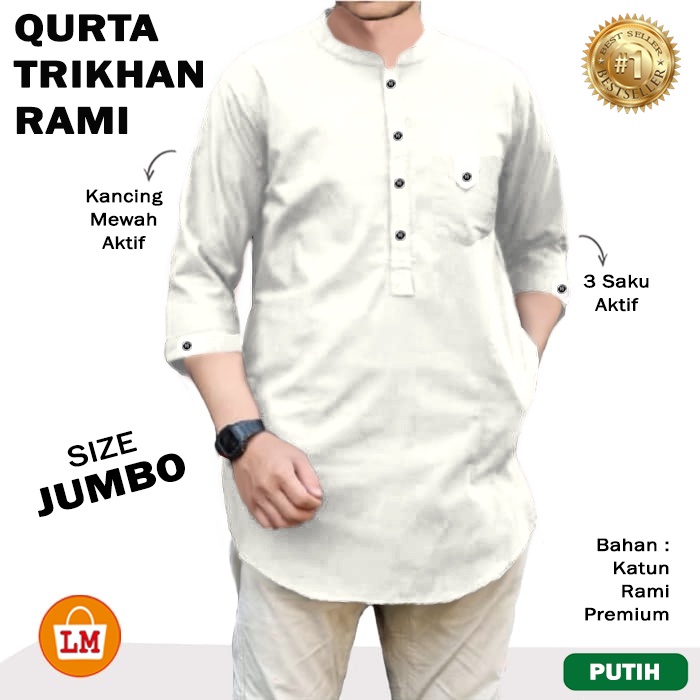 Baju Koko QURTA TRIKHAN RAMI JUMBO Bahan Katun Rami M - XXXL TERBARU TERMURAH TERLARIS LMS 27658 27660 27662 27664 27666