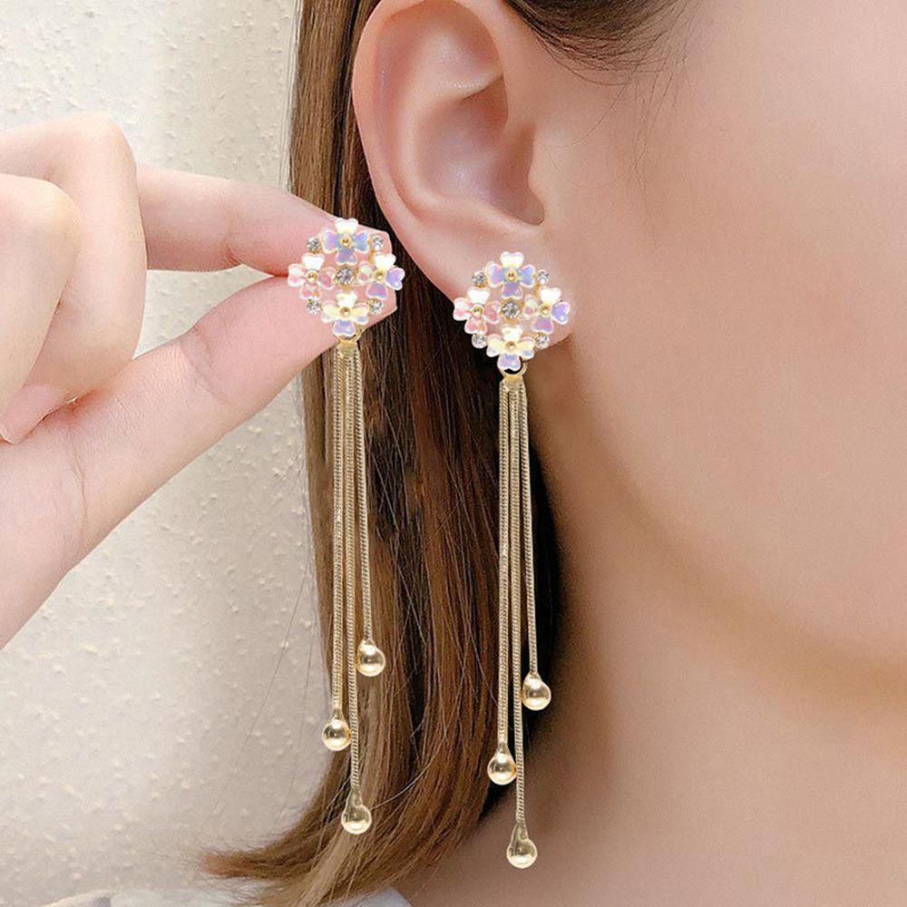 Needway   Bunga Menjuntai Anting Kepribadian Retro Elegan Perempuan Halus Gadis Stud Earrings