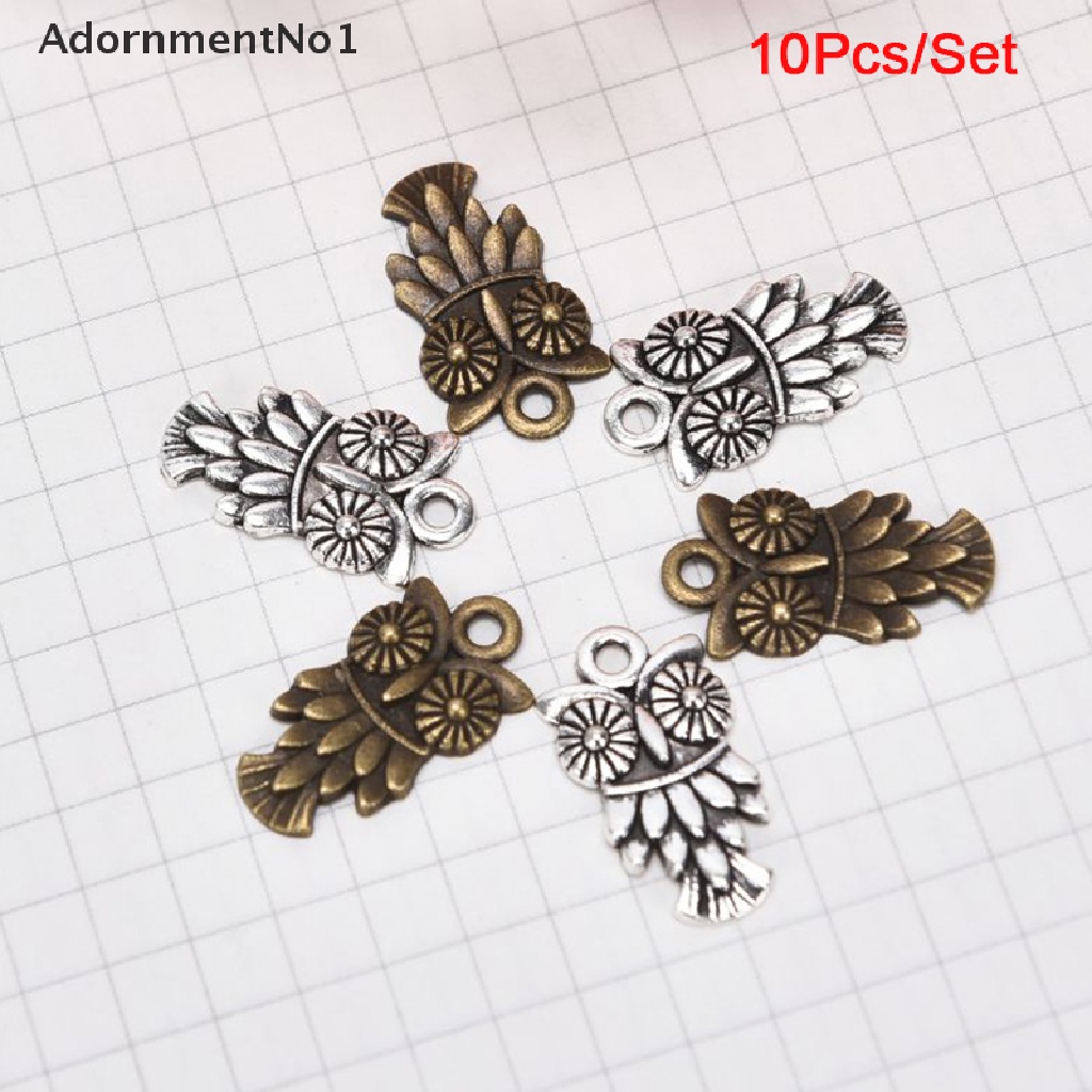 (AdornmentNo1) 10pcs / Set Liontin Bentuk Burung Hantu Bahan Alloy Gaya Vintage Untuk Kerajinan Tangan DIY