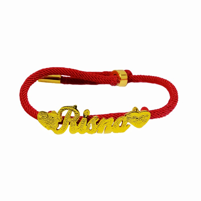 Gelang tali hongkong variasi huruf//gelang nama//gelang wanita//gelang replika