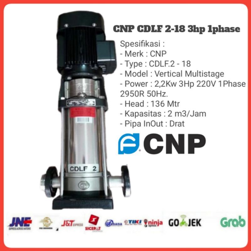 Pompa Booster CNP CDLF 2-18 3hp 1phase 2,2kw Mesin Pompa Air Vertical Multistage