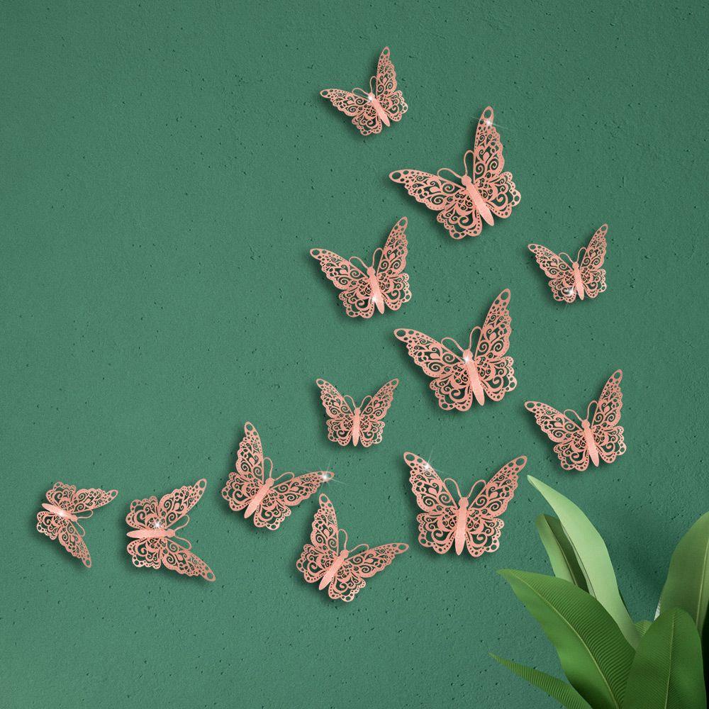 Populer 12pcs /set 3D Butterfly Stiker 12pcs /set Perlengkapan Dekorasi Rumah Pesta Wall Art