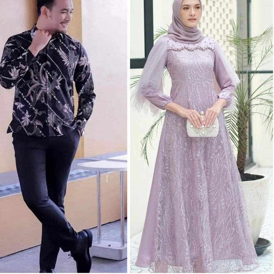 Banyak Dipakai.. COUPLE GAMIS LUNA DRESS MODERN BAJU SYARI BUSANA MUSLIM SARIMBIT RAMADHAN KONDANGAN